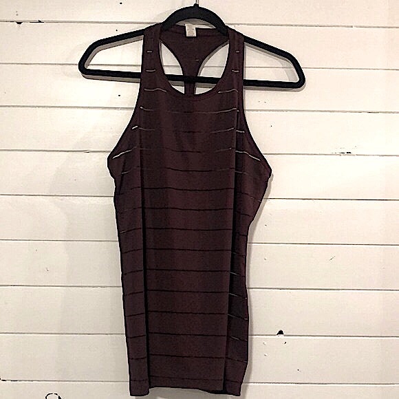 Athleta burgundy striped racerback work out top - Picture 2 of 10